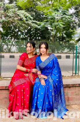 জাপানি সিল্কের উপর ইস্কিন প্রিন্ট শাড়ি